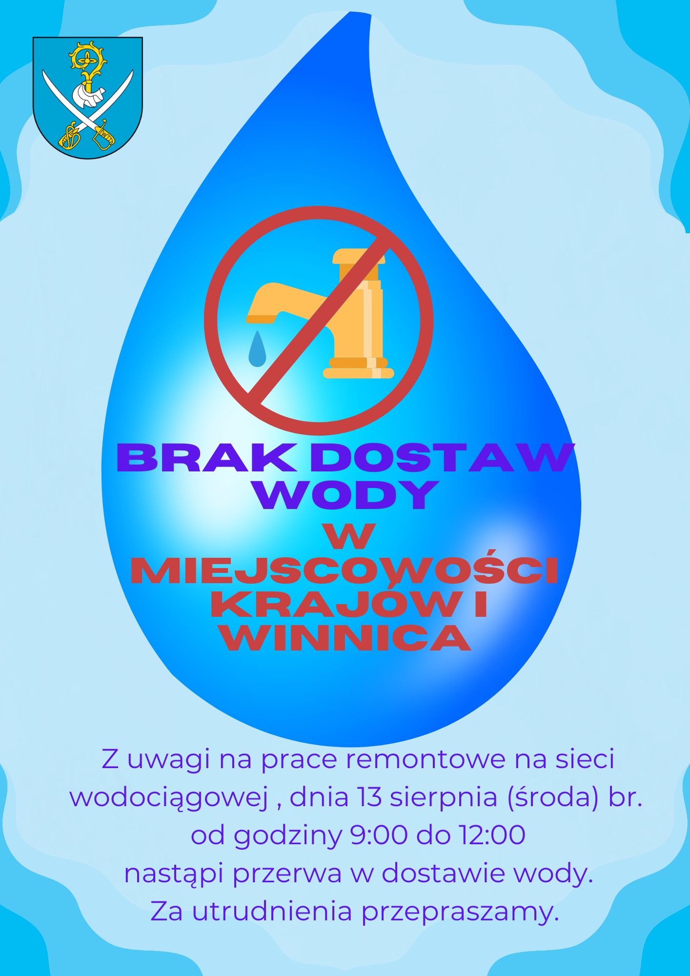 brak wody winnica