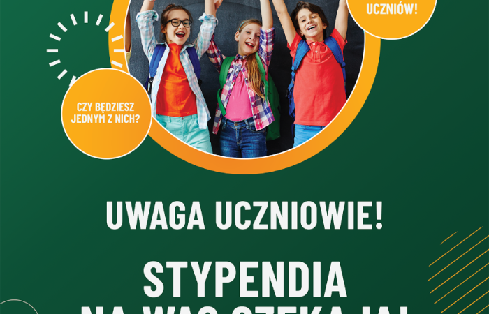 plakat reklamujący stypendia od banku spółdzielczego w Legnicy