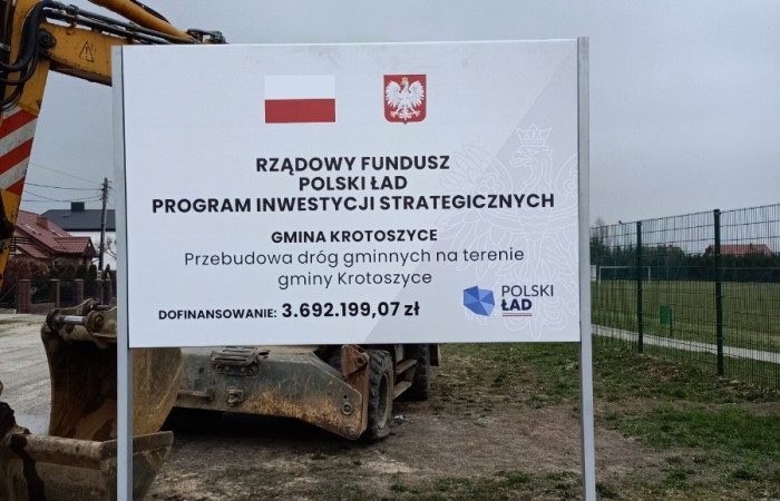 zdjecie baneru informującego, że inwestycja finansowana jest w ramach polskiego ładu